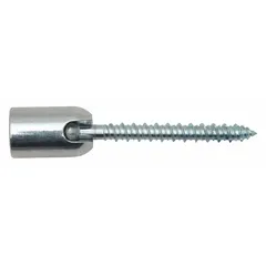 Steel screw anchor for concrete with swivel mount. Overall diameter 3/8 in, overall length 2 9/16 in, screw size 1/4 in. Used to suspend threaded rod or wire for overhead installations such as conduit, ductwork, or piping from concrete ceilings and beams. Supplied in a 25-pack.
