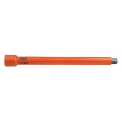 This 1/2" drive impact socket extension has a 1/2" input and output drive size with a 12 in overall length. It is designed for use with impact wrenches and drivers to extend reach in heavy-duty fastening applications. The urethane-covered construction provides protection. Suitable for automotive repair, industrial assembly, and maintenance tasks.