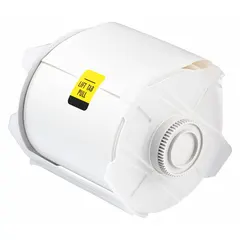 Thermal transfer continuous label roll for outdoor use. White gloss polyester material. Compatible with GlobalMark printer series. Used for industrial labeling such as asset identification, safety signs, and pipe marking.