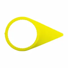 Yellow polyurethane loose nut indicator for visual alert when a wheel nut loosens. Used on trucks, trailers, and heavy equipment to help prevent wheel separation during routine inspections.