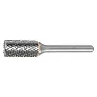 Double-cut cylinder bur with end cut for material removal, deburring, and shaping. Head size 5/16" x 3/4", shank 1/4". Trade number SB-02. Suitable for metalworking and fabrication tasks