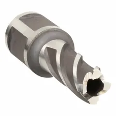 This high-speed steel annular cutter features a black oxide finish and a 1/2 in cutter diameter with a 1 in maximum cutting depth. Designed for use with magnetic drill presses, it is suited for cutting clean holes in metal for general fabrication and maintenance applications.