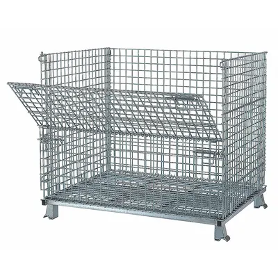 NASHVILLE WIRE Collapsible Bulk Container: 36.4 cu ft, 48 in x 40 in x 36 in - Collapsible Wire Bulk Containers