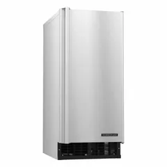 This undercounter ice machine produces 54 lb of ice per day with air-cooled condensation. It measures 31 1/2 in high by 14 7/8 in wide, finished in silver, and includes 6 in adjustable legs. Suitable for commercial kitchens, bars, and small foodservice operations where compact undercounter installation is required.
