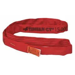 Endless round sling constructed from polyester and nylon for abrasion resistance. Body diameter of 1 19/32 in and sling length of 16 ft. Used for lifting and rigging in industrial settings where load handling requires protection against wear.