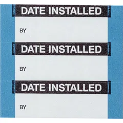 This inspection label is used to mark equipment or assets as inspected in industrial facilities. It measures 1-1/2 inches wide by 5/8 inches high, features a black/white rectangular design with matte finish, and is made of vinyl cloth for indoor use. Supplied in a pack of 25.