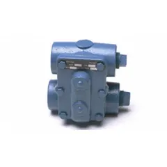 Cast iron H-pattern float and thermostatic steam trap with 2-inch FNPT connection. Maximum capacity 10,900 lb/hr, maximum operating pressure 15 psi, maximum temperature 450°F. Designed for horizontal installation to automatically drain condensate from steam lines while preventing steam loss.