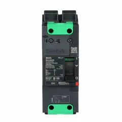2-pole B-Frame molded case circuit breaker rated 25 A with a maximum AIR rating of 25kA at 277/408V AC. Features fixed instantaneous trip and Everlink Lug connections on both ends. Suitable for overload and short-circuit protection in power distribution panels, motor control centers, and branch circuits.