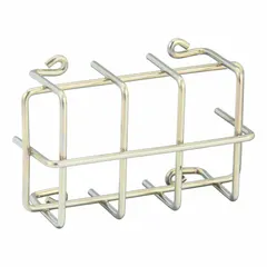 Single-wall steel cage thermostat guard with snap-on cover and no base. Inside dimensions: 6-1/5 in H x 3-5/8 in W x 2-17/32 in D; outside: 6-3/4 in H x 4-1/5 in W x 2-2/3 in D. Silver finish. Used to protect thermostats from physical damage and tampering in commercial or industrial settings.