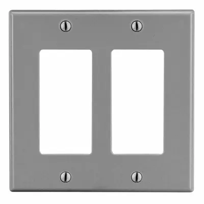 HUBBELL PJ262GY 2-Gang Decorator-Rocker Wall Plate, Gray, Midsize, Polycarbonate - General Purpose Wall Plates