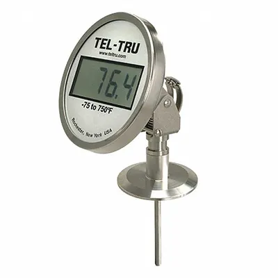 TEL-TRU Adjustable-Angle Sanitary Clamp Digital Thermometer - Adjustable-Angle Sanitary Clamp Digital Thermometers