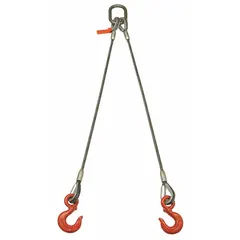 Steel two-leg bridle wire rope sling, uncoated, with a 3-foot length and rated capacity of 13,600 lb at a 60-degree angle. Used for balanced lifting and rigging of heavy loads in industrial material handling applications.