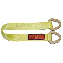 Single-ply nylon triangle web sling with a 10 ft sling length and 16 in eye length. Yellow color with a fully sewn wear-resistant tag. Used for lifting and rigging in industrial settings such as construction, manufacturing, and warehousing.