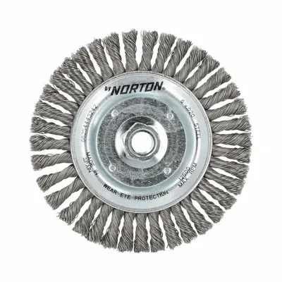 OEM APPROVED VENDOR Wire Wheel Brush, 6" Dia x 1/2" Wd, 5/8"-11 Arbor, 0.2" Fill - Heavy-Cleaning Brushes for Contoured Carbon Steel Surfaces