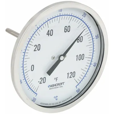 ASHCROFT Back-Mount Fixed-Angle Thread-Mount Dial Thermometer - Back-Mount Fixed-Angle Thread-Mount Dial Thermometers