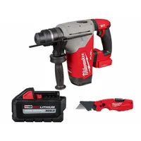 MILWAUKEE Rotary Hammer, Battery and Utility Knife: Pistol-Grip, SDS-Plus, 4 in max, 6 Ah, 3.6 ft-lb (MPN 2915-20, 48-11-1865, 48-22-1505)