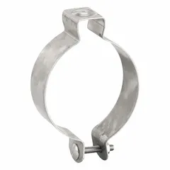 Screw-on conduit and cable hanger for securing IMC in electrical installations. Constructed of polished stainless steel for corrosion resistance. Trade size 3 in, width 2-11/16 in. Suitable for industrial environments.