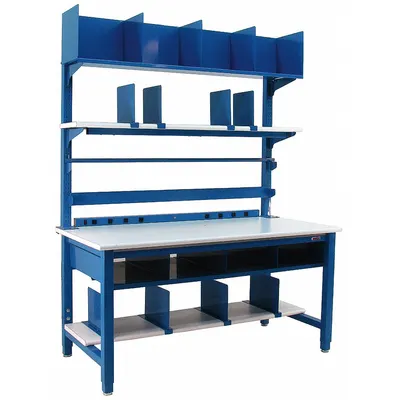 BENCHPRO Packing Table: 5,000 lb Wt Capacity, 30 in Min Tabletop Ht, 36 in Max Tabletop Ht - Wood-Top Packing Tables