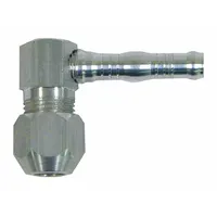 The SUR&R AC2812 is a 90° compression union adapter used in fleet and vehicle maintenance for connecting refrigerant or fluid lines at a right angle. It facilitates installations in confined spaces without kinking or restricting flow