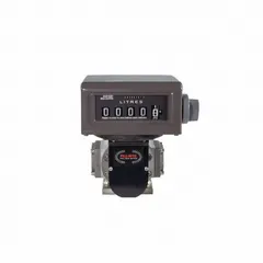 This positive displacement flowmeter from FILL-RITE is designed for measuring fuel transfer in industrial pumping systems. It features an anodized aluminum housing and a mechanical display that reads in liters, with an accuracy of +/-0.5%. Suitable for diesel, gasoline, and other non-corrosive petroleum products.