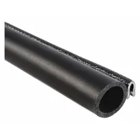 This round-bulb edge trim seal features a PVC outer and EPDM bulb with a side bulb profile and single-tongue gripping style. It has a 3/8 in leg length and is supplied in a 25 ft length. The seal is black and meets UL50E File MH49032 standards. Typical applications include sealing gaps around doors, panels, and enclosures in industrial equipment