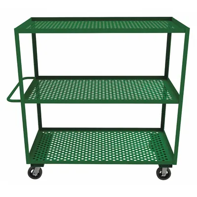OEM Flow-Through Utility Cart with Perforated Lipped Metal Shelves - Flow-Through Utility Carts with Perforated Lipped Metal Shelves