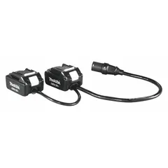 This adapter converts a MAKITA Portable Backpack Power Supply into a 36V DC output with two ports. It is an adapter-only unit and requires the backpack power supply for operation. Used to power compatible cordless tools in field applications.