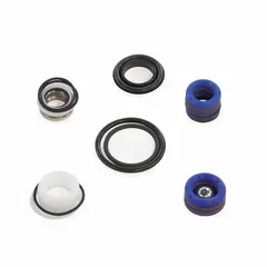 This pump repair kit is made of plastic and includes a 0.3125 in ball. It measures 3/4 in overall height by 5 1/2 in overall width. Compatible with manufacturer model number 17C487. Used for servicing pumps in paint sprayer applications.