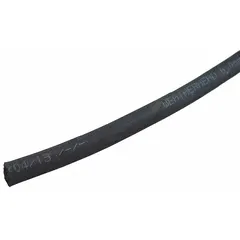 This bulk hydraulic hose features a 1/4 in inside diameter and 25/32 in outside diameter, with a constant-pressure rating of 3,045 psi. It meets SAE 100R17 standards and operates in temperatures from -40° to 212°F. The black abrasion-resistant cover is suited for high-pressure fluid transfer in industrial machinery and mobile equipment.