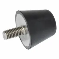 This vibration-isolating mount features a male x non-threaded style with M8 thread size. The isolator body is made of Buna-N material. It is used to dampen vibration and reduce noise transmission in industrial machinery, pumps, and controls