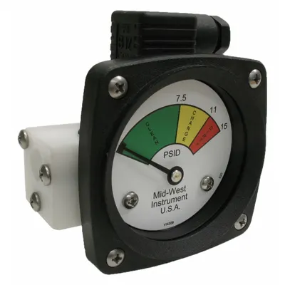 MIDWEST INSTRUMENT 522P-015V-LA Differential Pressure Indicator with Switch - Differential Pressure Indicators with Switch