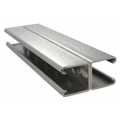 CALBRITE Strut Channel, Slotted Back-to-Back: 304 Stainless Steel, Polished, 12 ga Gauge - Slotted Back-to-Back Strut Channels