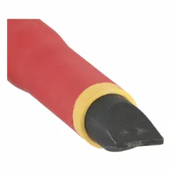 This insulated slotted screwdriver features an 8-inch shank and 12-inch overall length, with a 3/16-inch tip size. The cushion grip provides comfort during use. Suitable for turning slotted screws in electrical applications where insulation is required for protection against shock.