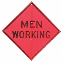 Traffic Sign: 36 in x 36 in Nominal Sign Size, Polyester/PVC, 0.015 in, W21-1 MUTCD, Orange, Roll Up (MPN C/36-EMO-3FH-HD MEN WORKING)