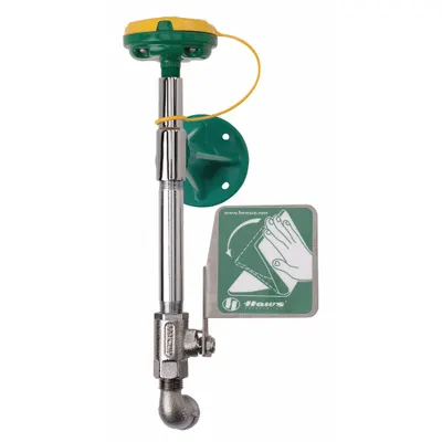 HAWS Plumbed Eyewash: Std, Wall Mnt, Eyes and Face Coverage, No Bowl, Stainless Steel Pipe - Wall-Mount Eyewash Stations