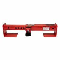 This hardened steel cargo door lock uses a pin-and-lock hitch pin style to secure the door bar on trucks and trailers. The powder-coated finish provides corrosion resistance. It is commonly used in fleet and vehicle maintenance to prevent unauthorized access during transit or storage