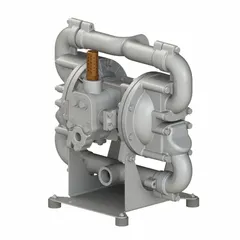 This air-operated double diaphragm pump features a stainless steel housing with 1-inch NPT connections and delivers 70 gpm. It is equipped with SS seat material and Santoprene check valve material. Suitable for transferring fluids in industrial applications such as chemical processing, wastewater treatment, and food handling.