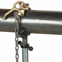 This hold down device is a replacement part for pipe stands and vises. It secures pipe during stand operations, preventing movement for improved stability. Compatible with stands from the same manufacturer