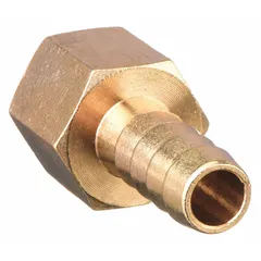 This brass rigid barbed hose fitting connects 3/8 in hose I.D. to NPT threads. It is suitable for air, water, and chemical transfer in industrial systems. The hex nipple grip type allows for easy wrench tightening.