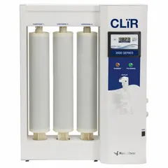 Wall-mounted water purification system producing Type I ultrapure water (resistivity > 18 MΩ/cm) from a DI feed source. Removes bacteria, delivers 2 lpm flow rate via 3/8" OD connection. Operates on 120V/60Hz. Suitable for critical laboratory applications requiring high-purity water.