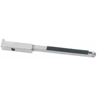 Flat contact arm for Dynafile Series belt sanders, accepting 1/4 in wide belts up to 24 in length. Features a 5/16 in wheel diameter. Used for precision sanding and finishing on contoured surfaces in metalworking and fabrication