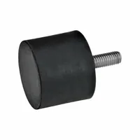Cylindrical vibration-isolating mount with a male threaded stud and non-threaded base. Constructed with a natural rubber isolator body to dampen oscillations from rotating or reciprocating machinery. Suitable for reducing transmitted vibration in pumps, compressors, and industrial equipment