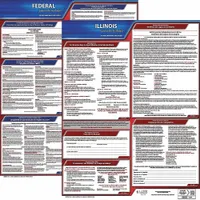 Two-poster set printed in Spanish on polypropylene, each measuring 19 in x 27 in. Covers Illinois state and federal requirements including FMLA. Used by employers to display mandated labor law notices in the workplace