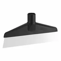Stainless steel floor scraper with a 1 1/4 in blade length and 1 1/4 in overall length, supplied without a handle. Features a solid perforation and is FDA compliant. Used for removing debris from floors and work surfaces in food processing and sanitary environments