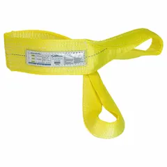 This STREN-FLEX web sling is a 1-ply polyester twisted-eye sling with a 3 ft length and 6400 lb vertical hitch capacity. The high-visibility construction aids in visual inspection, and the wear-resistant tag provides identification. Suitable for general lifting and rigging tasks in industrial environments.