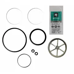 Valve repair kit for mixing valves, compatible with model PNV100. Includes two shuttles made of rubber and stainless steel. Used to replace worn components in commercial plumbing systems.