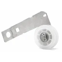 Genuine OEM idler pulley bracket for Whirlpool washing machines and dryers. Maintains proper belt tension in the drive system to ensure reliable drum rotation during wash and dry cycles