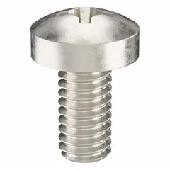 M2.5x0.45 pan head machine screws, 5 mm length, made from 18-8 stainless steel with a plain finish. Phillips drive with #1 drive size. Supplied in a 100-pack. Suitable for fastening components in precision assemblies, electronics enclosures, and light industrial equipment where a low-profile, corrosion-resistant fastener is required.