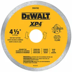 This 4-1/2 inch diamond blade is designed for cutting tile on a chop saw. Suitable for both wet and dry operation, it features a 7/8 inch arbor. The blade is intended for masonry and ceramic tile applications.