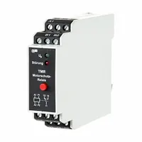 DIN-rail mounted relay from the TMR-E12 series with over temperature function. Single channel SPDT contact rated 1 mA at 230V AC. 12-pin/terminal design for industrial thermal monitoring and control applications